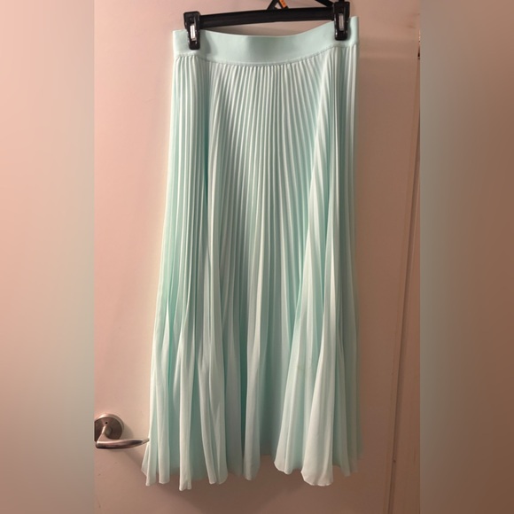 Mint Green Pleated Maxi Twirl Skirt - Picture 2 of 3